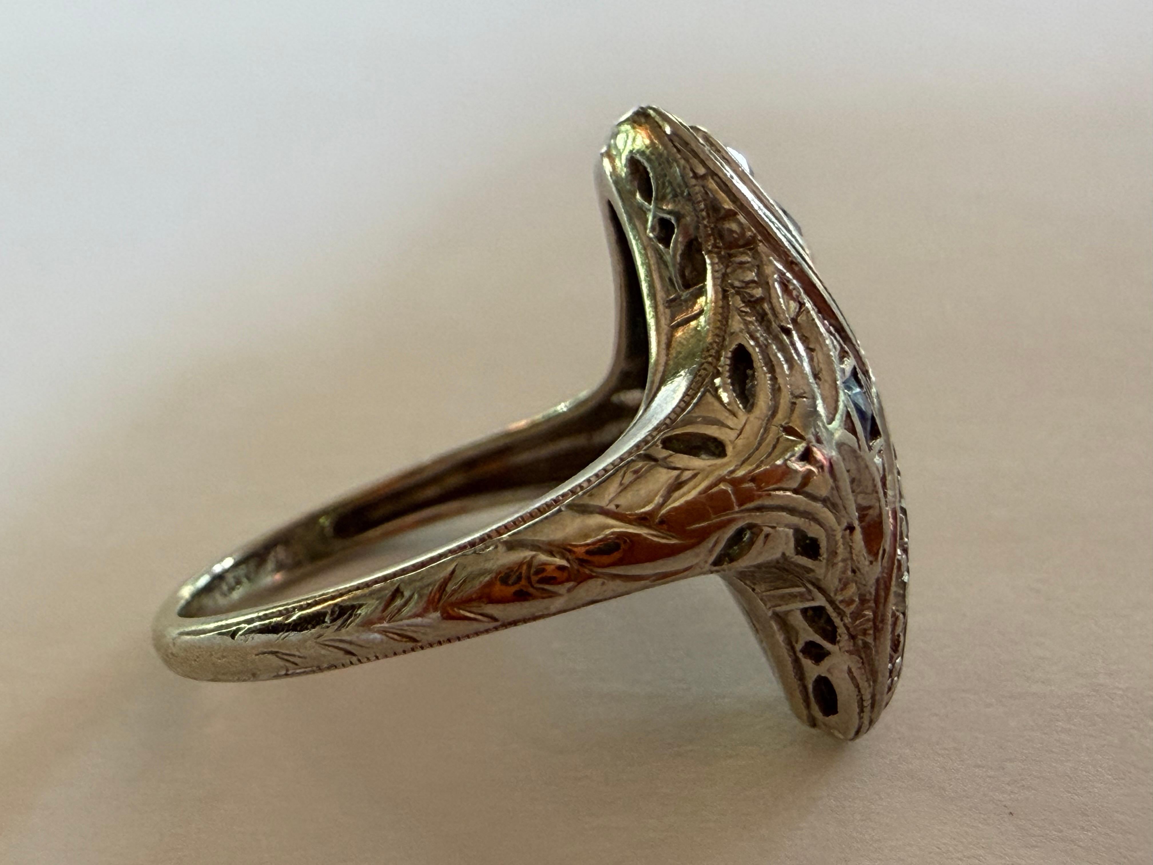 Jabel, bague de table Art déco en diamant et saphir en vente 1