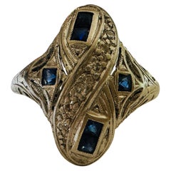 Jabel Art Deco Diamond and Sapphire Dinner Ring