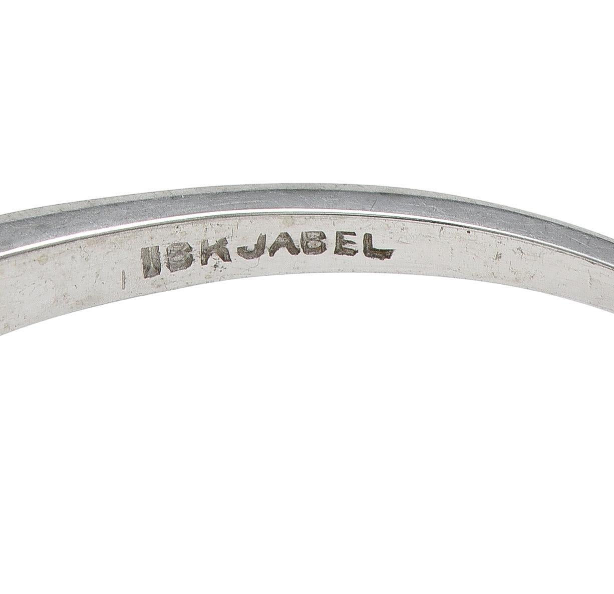 Jabel Art Deco European Diamond 18K White Gold Vintage Foliate Engagement Ring (bague de fiançailles) Pour femmes en vente