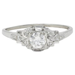 Anello di fidanzamento con diamante europeo Jabel Art of Vintage in oro bianco 18 carati con fogliame