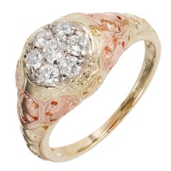 Vintage Jabel  Seven Diamond Gold Engagement Ring