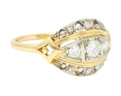 Jabel Art Deco Transitional Cut Diamond 14 Karat Two-Tone Gold  Bombay Band Ring