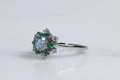 Jabel Diamond and Emerald Halo Snowflake Ring