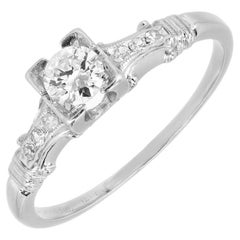 Antique Jabel EGL Certified .30 Carat Round Diamond Platinum Engagement Ring