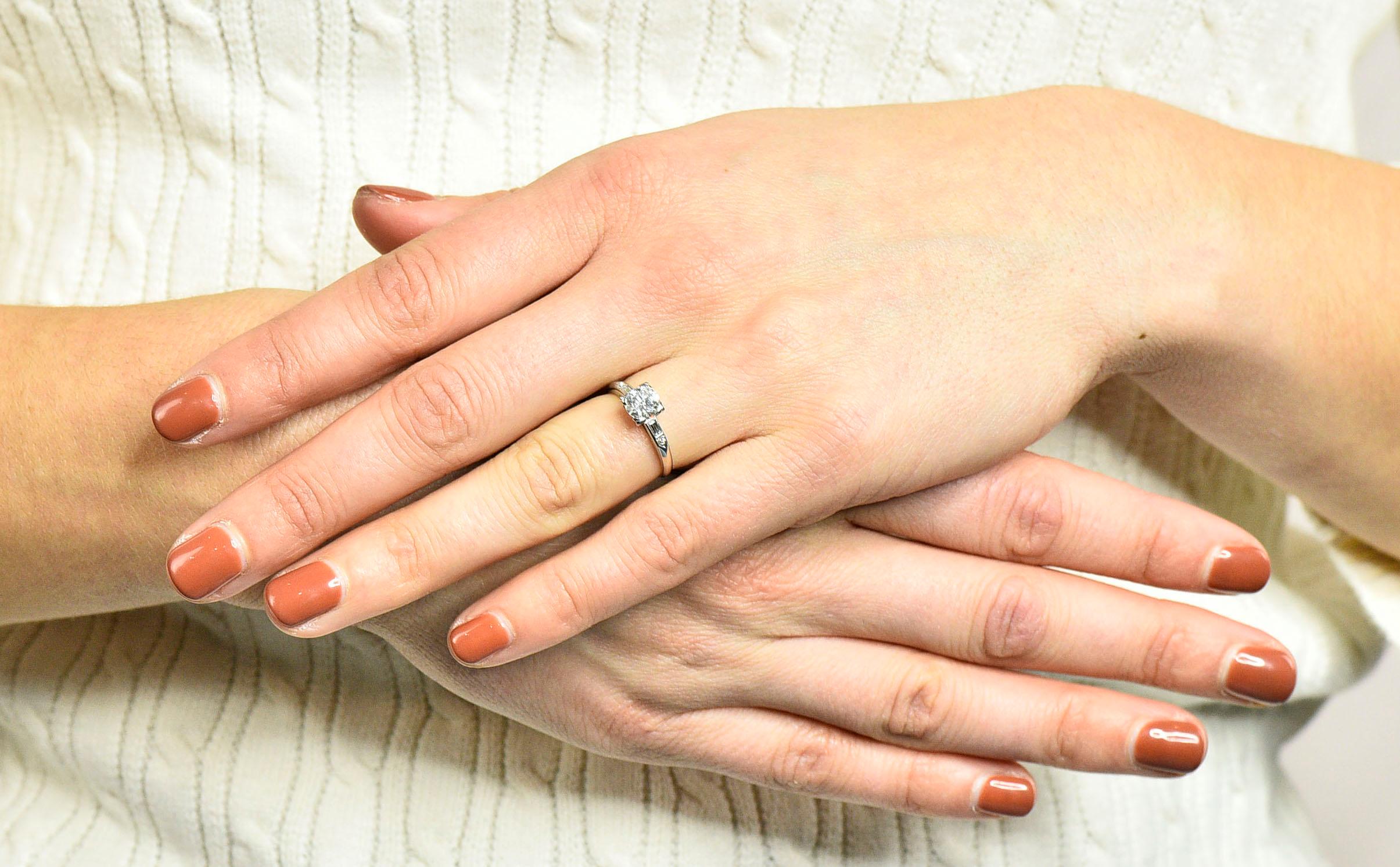 Jabel Late Art Deco 0.83 Carat Diamond Platinum Engagement Ring 7
