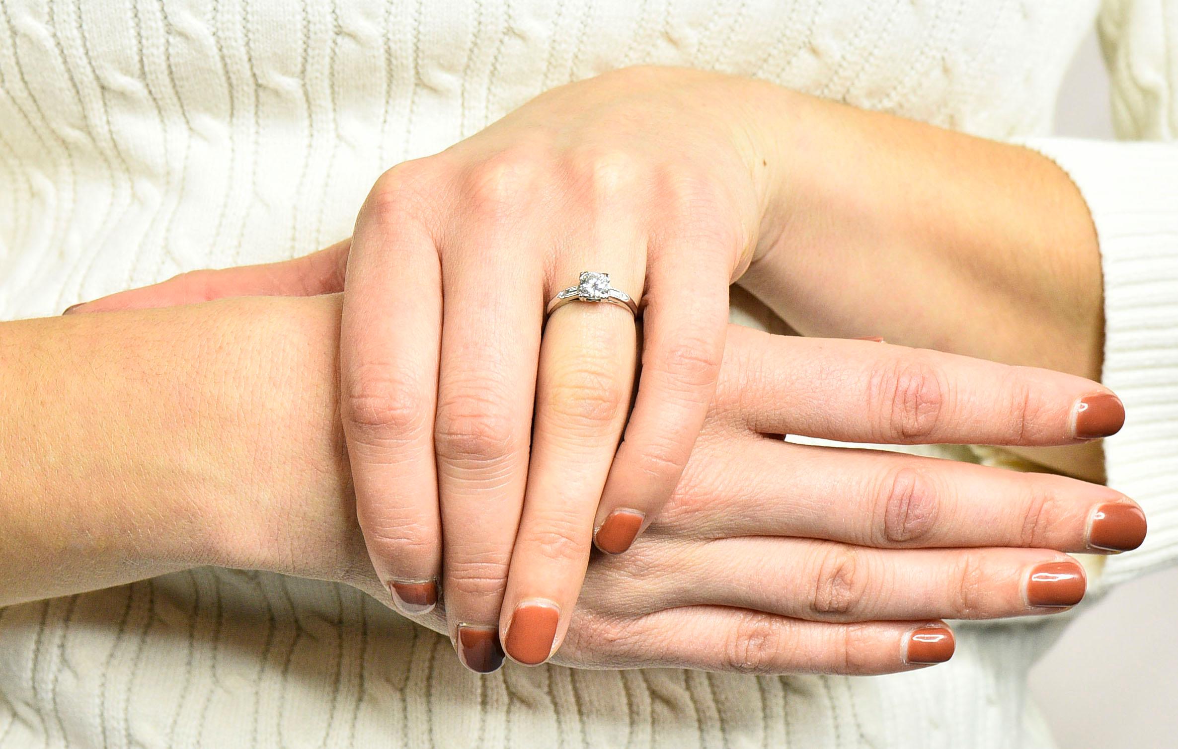Jabel Late Art Deco 0.83 Carat Diamond Platinum Engagement Ring 9