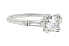 Jabel Late Art Deco 0.83 Carat Diamond Platinum Engagement Ring