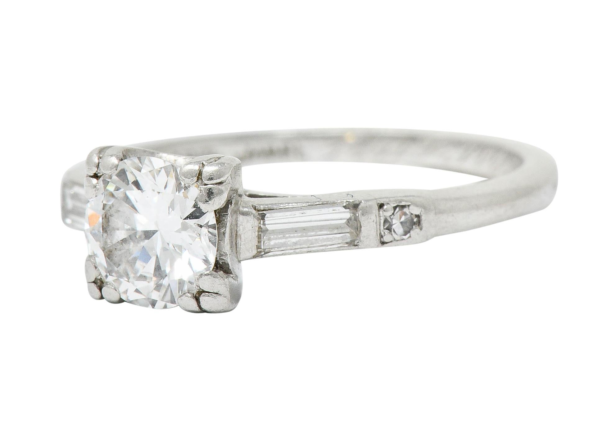 Women's or Men's Jabel Late Art Deco 0.83 Carat Diamond Platinum Engagement Ring