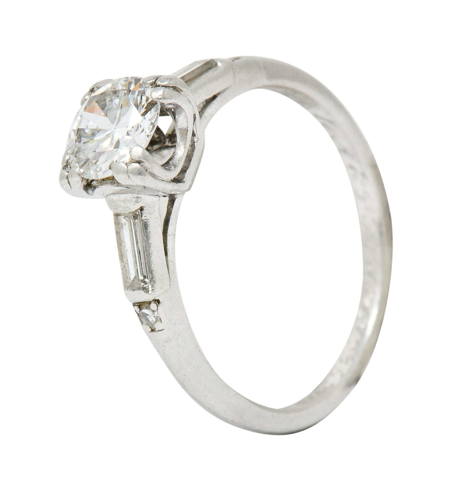 Jabel Late Art Deco 0.83 Carat Diamond Platinum Engagement Ring 2