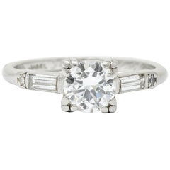 Jabel Late Art Deco 0.83 Carat Diamond Platinum Engagement Ring