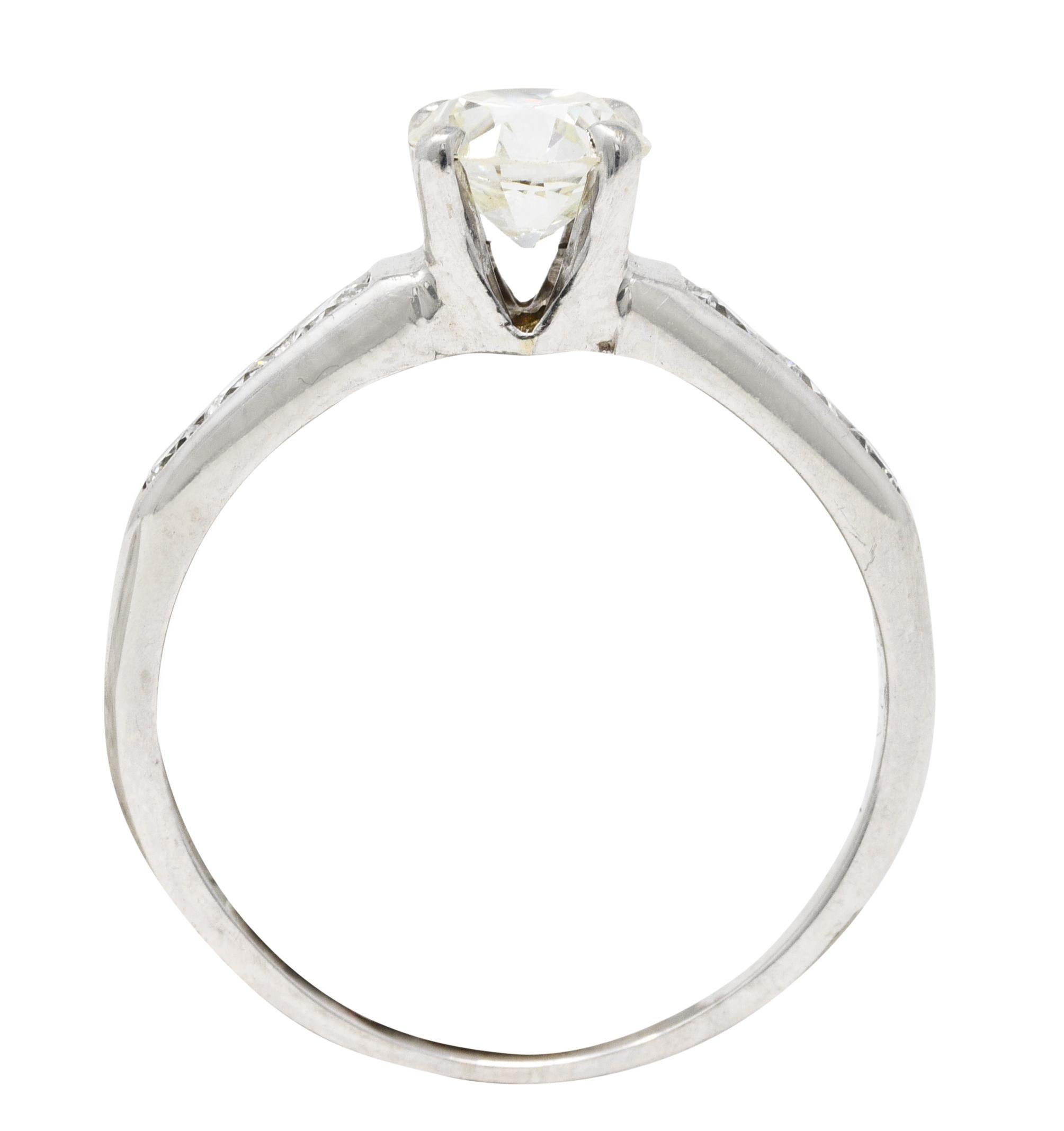 Women's or Men's Jabel Mid-Century 1.21 Carat Diamond 18 Karat White Gold Engagement Ring