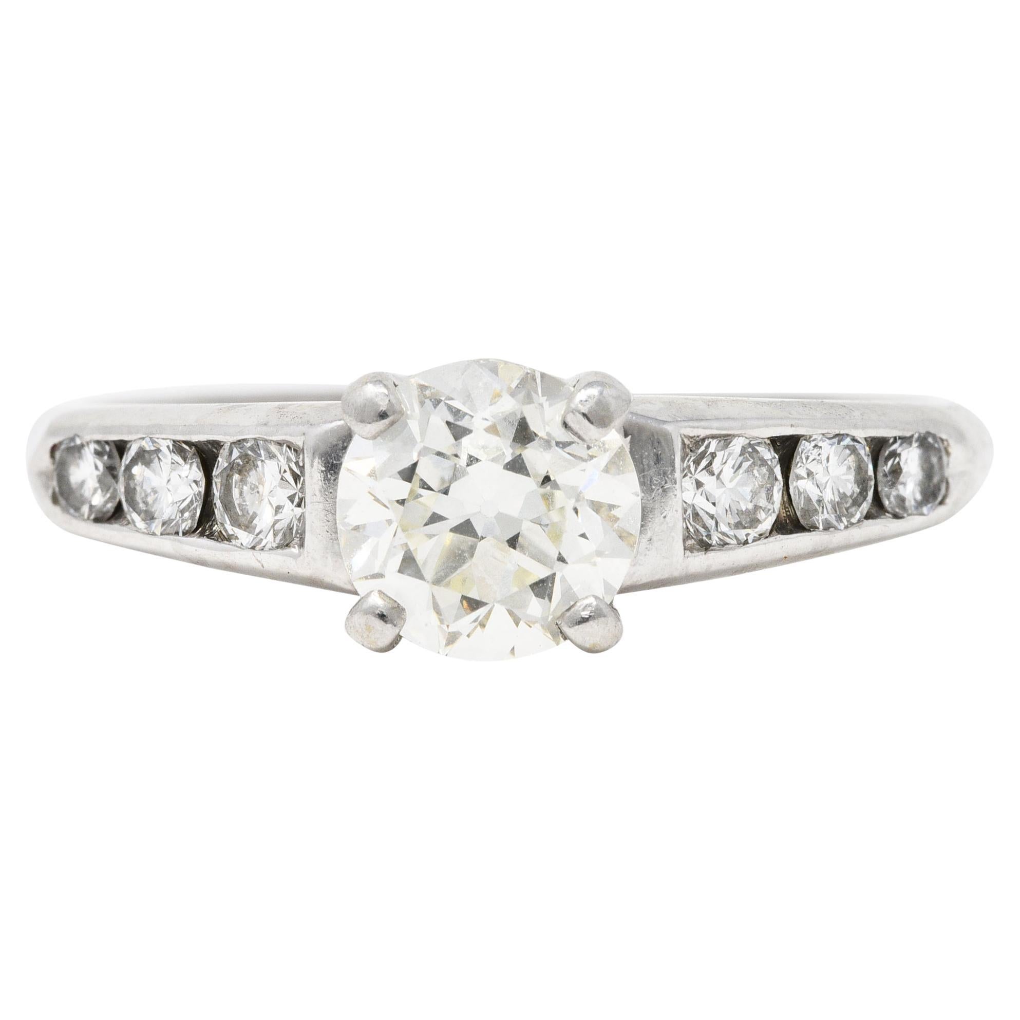 Jabel Mid-Century 1.21 Carat Diamond 18 Karat White Gold Engagement Ring