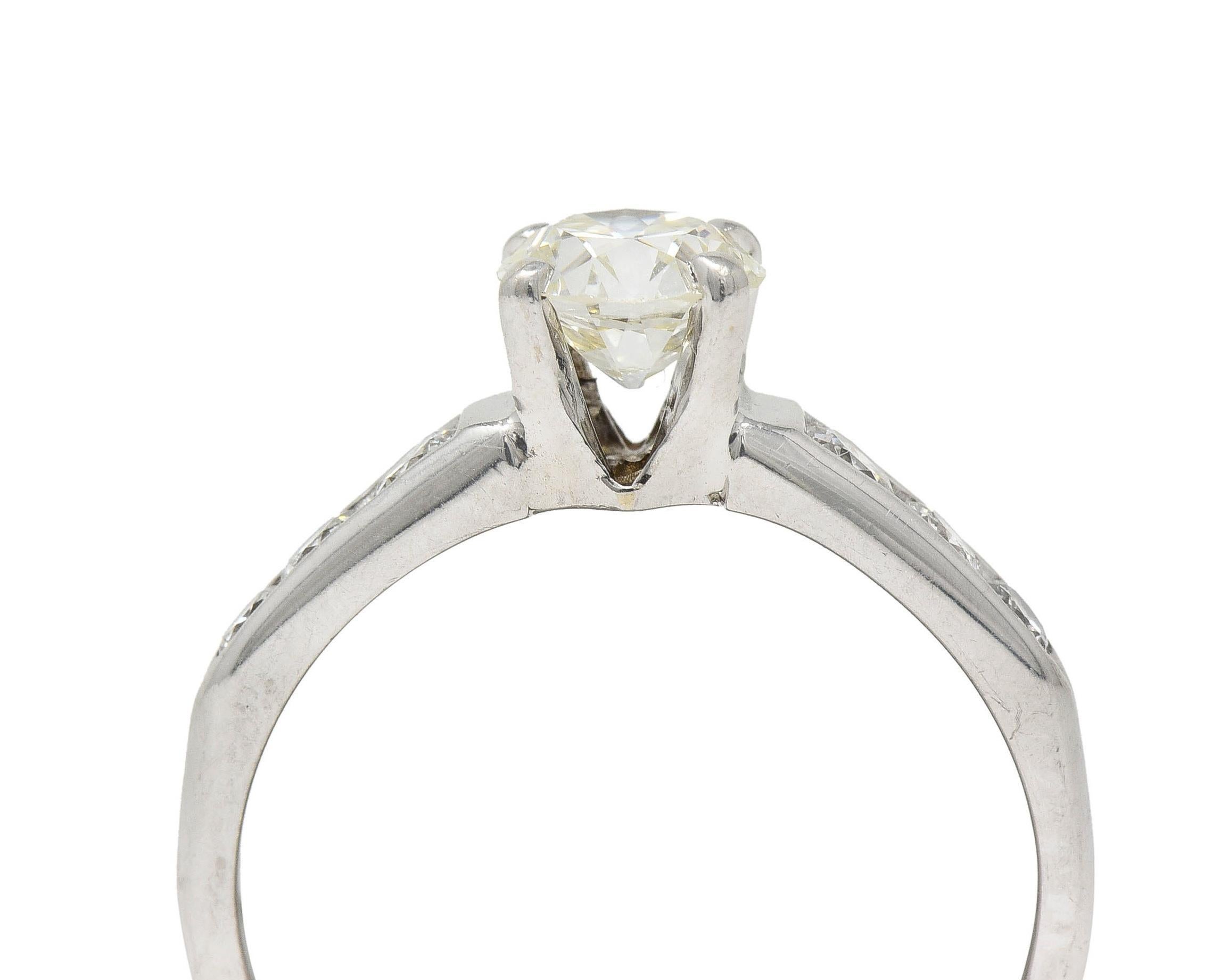 Jabel Mid-Century 1.21 CTW Diamond 18 Karat White Gold Vintage Engagement Ring For Sale 6