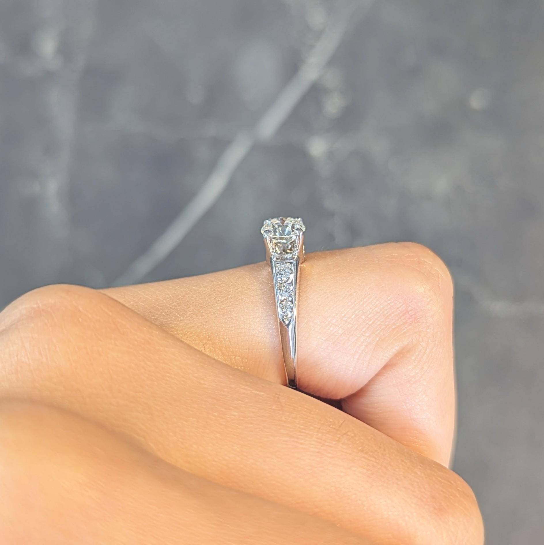 Jabel Mid-Century 1.21 CTW Diamond 18 Karat White Gold Vintage Engagement Ring For Sale 10