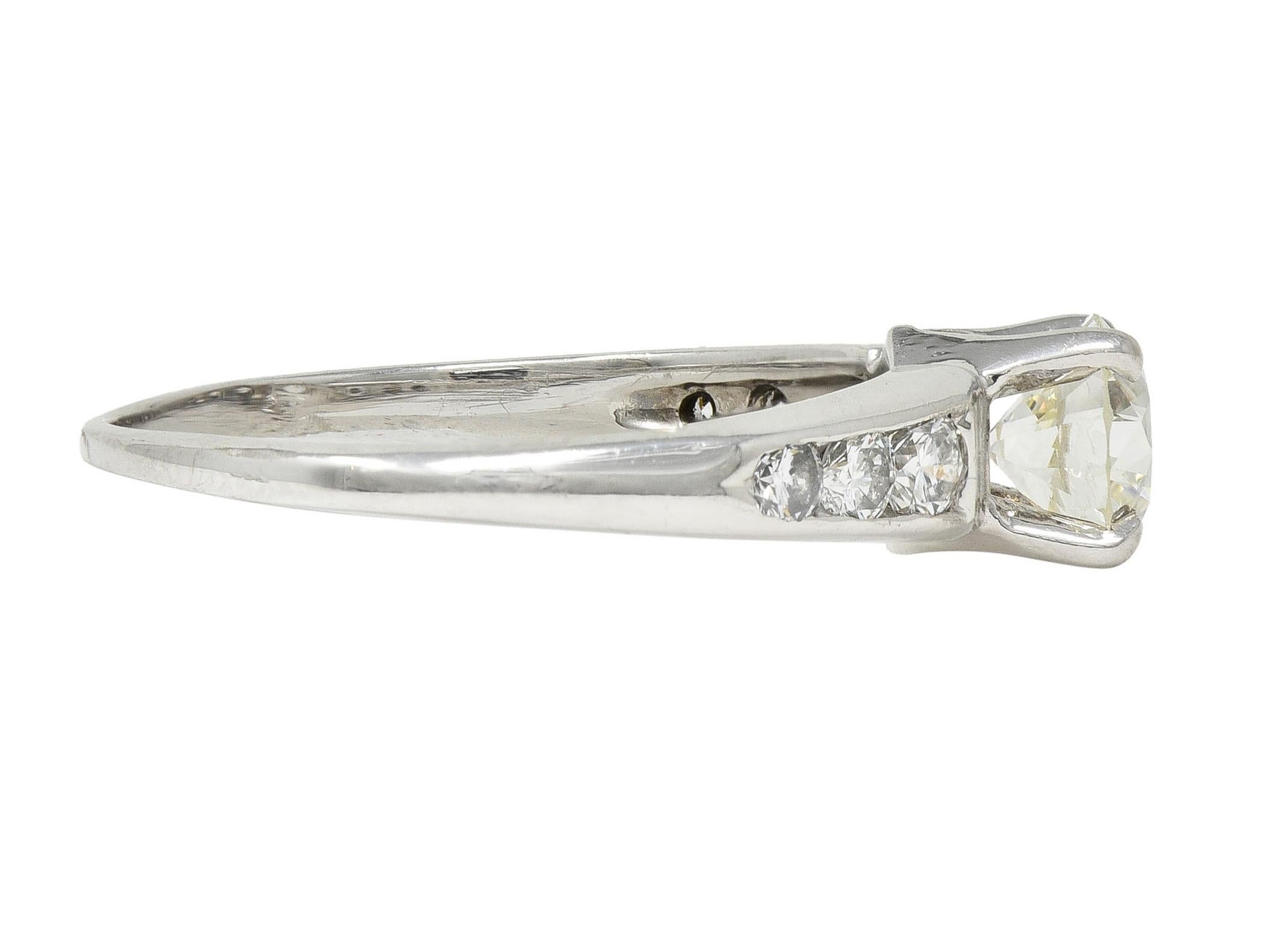 Women's or Men's Jabel Mid-Century 1.21 CTW Diamond 18 Karat White Gold Vintage Engagement Ring For Sale