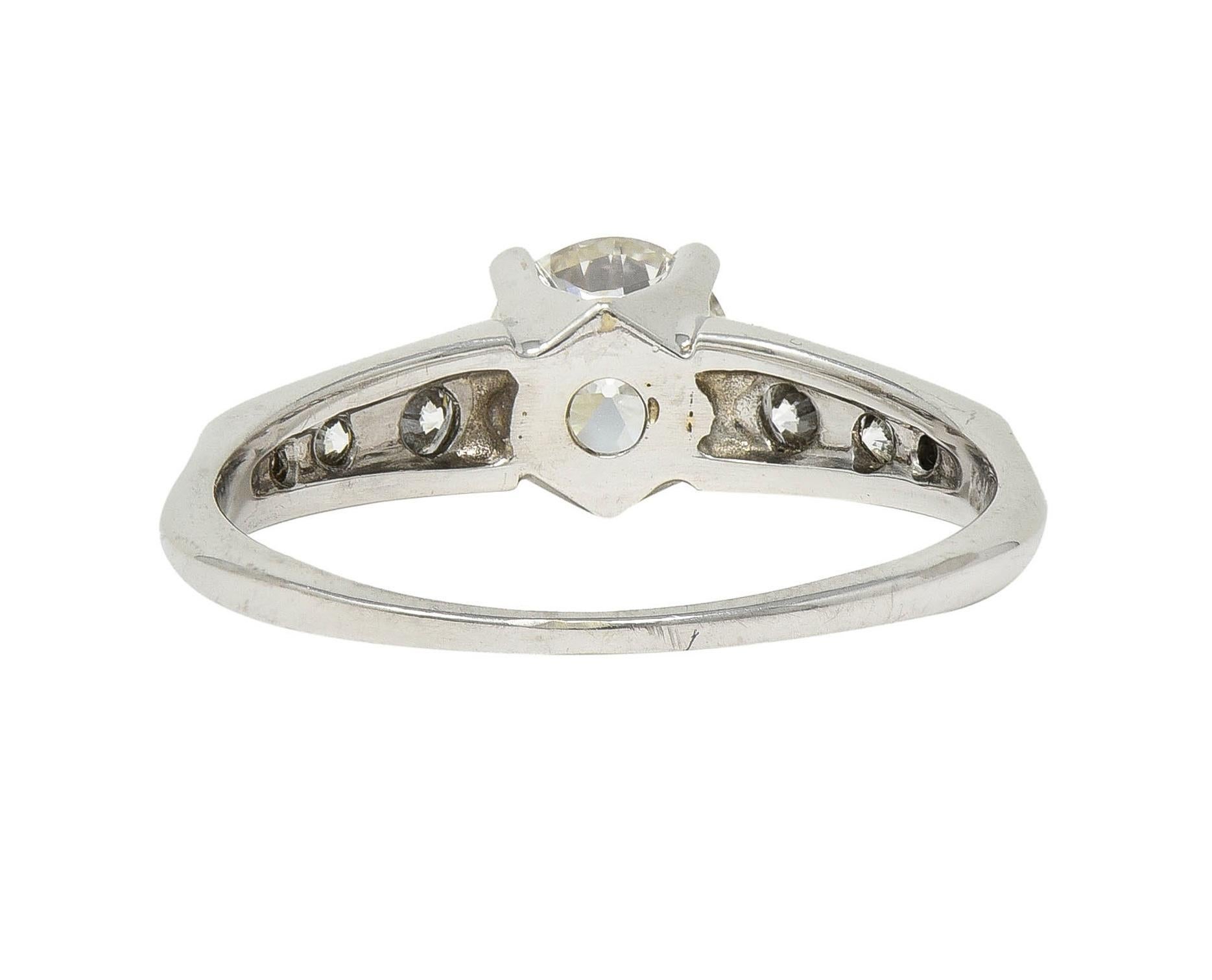 Jabel Mid-Century 1.21 CTW Diamond 18 Karat White Gold Vintage Engagement Ring For Sale 1