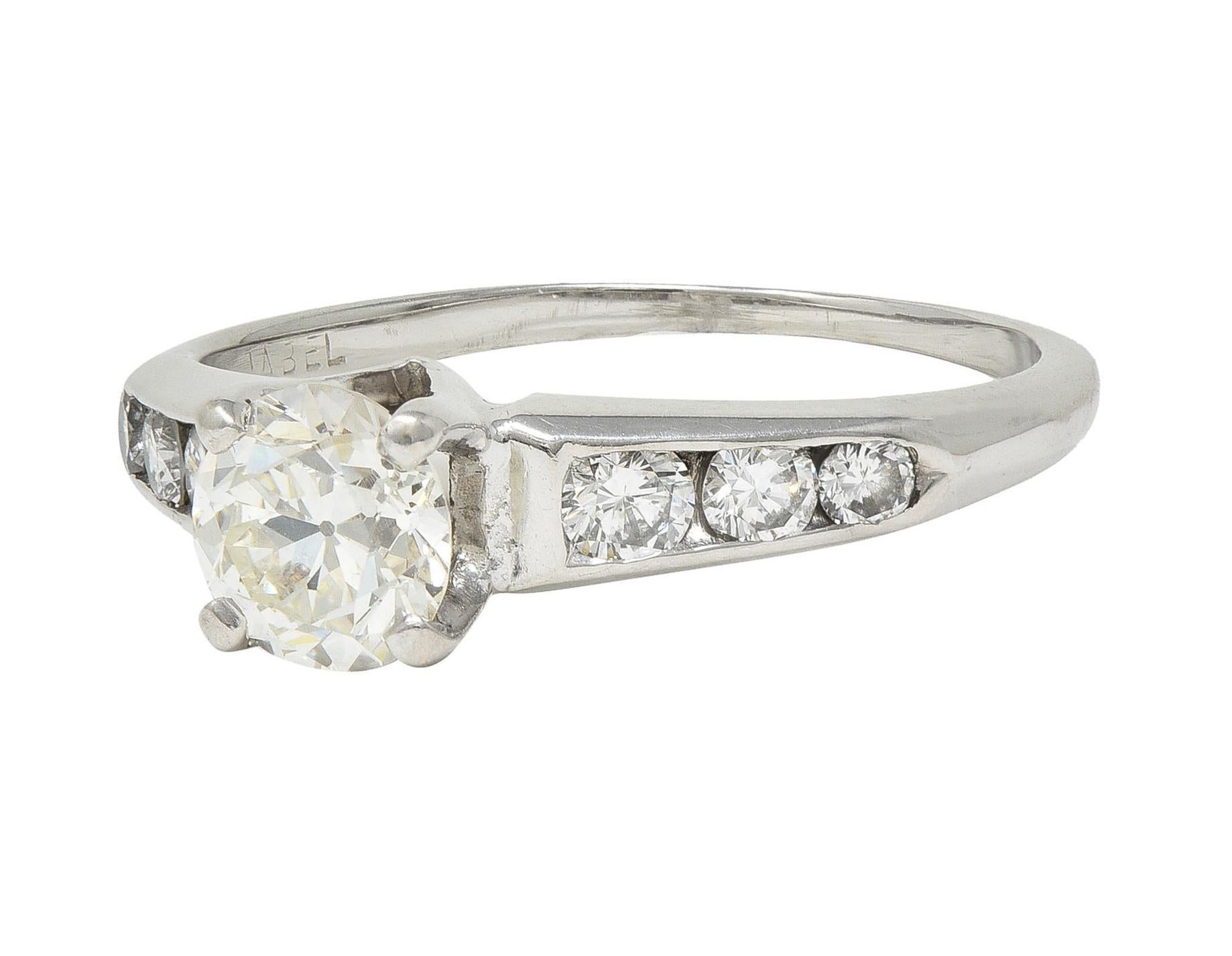 Jabel Mid-Century 1.21 CTW Diamond 18 Karat White Gold Vintage Engagement Ring For Sale 3