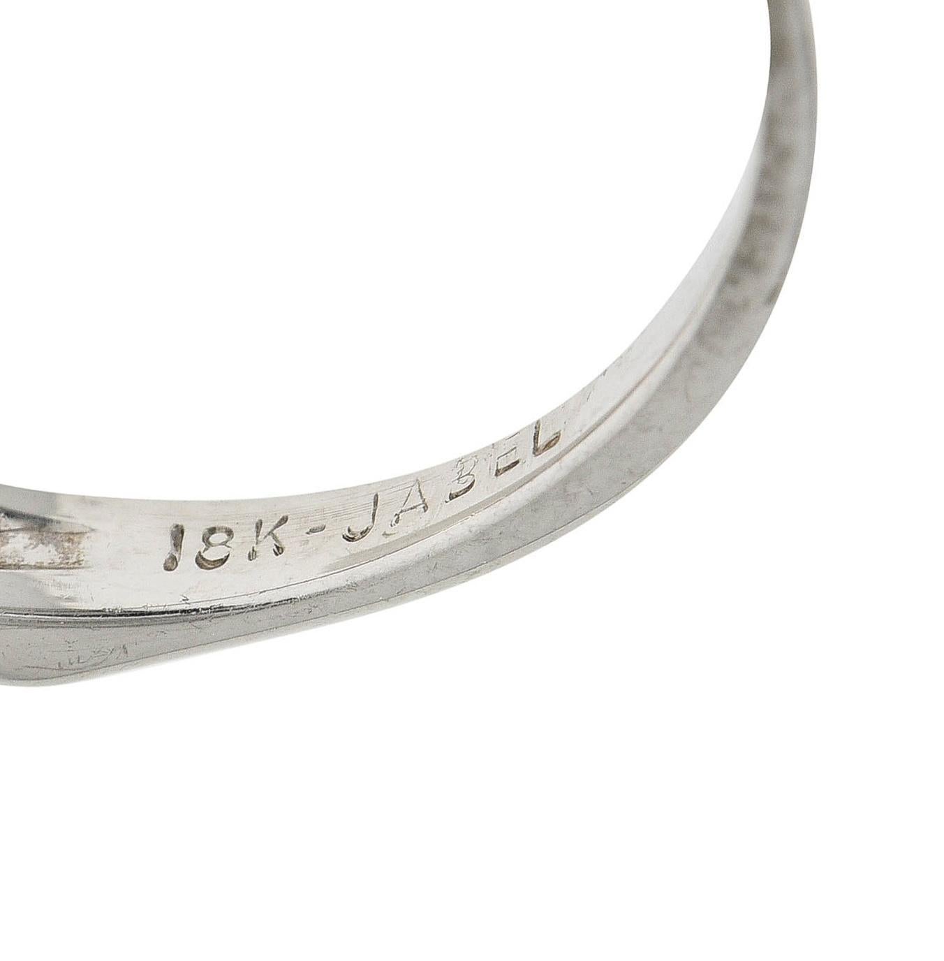 Jabel Mid-Century 1.21 CTW Diamond 18 Karat White Gold Vintage Engagement Ring For Sale 4