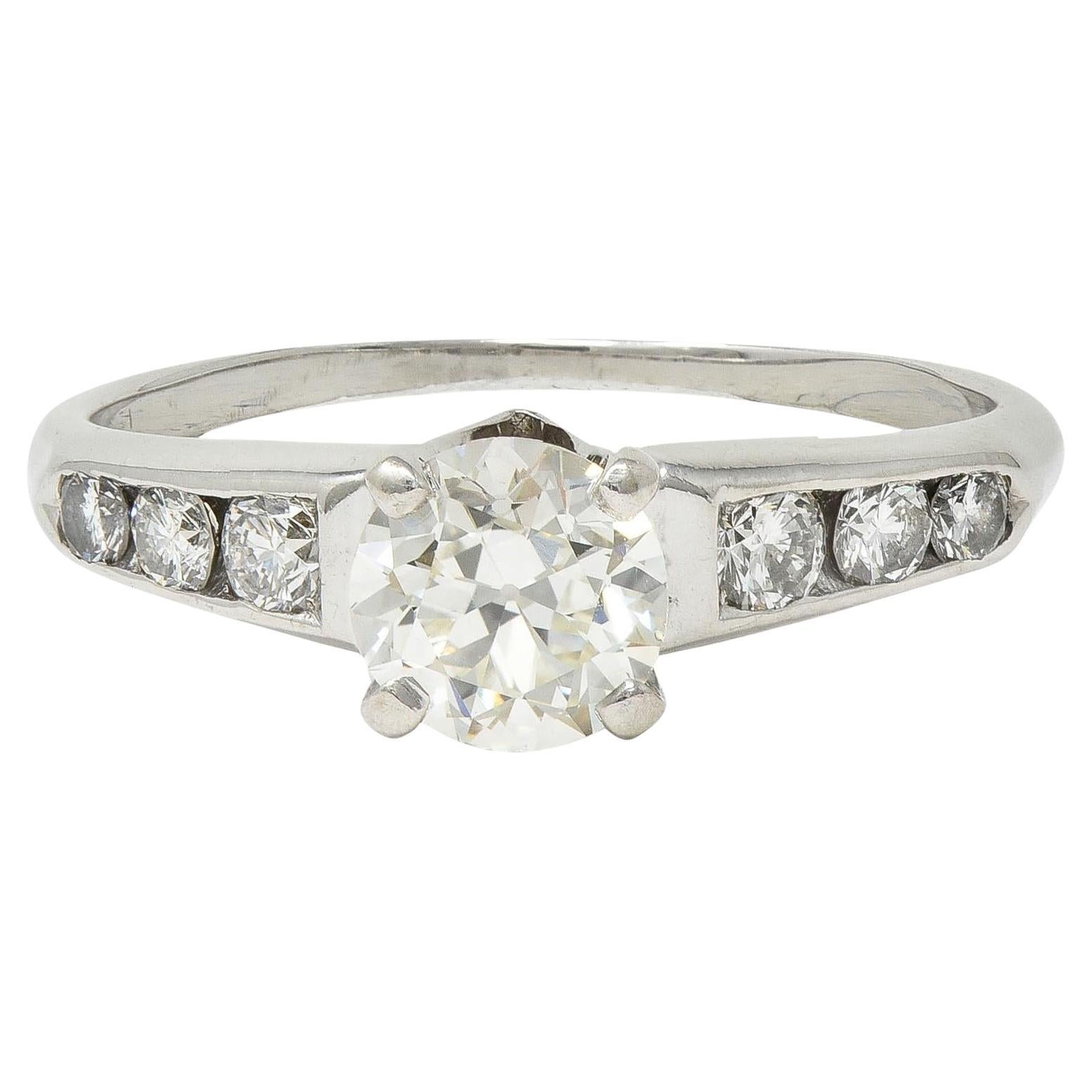 Jabel Mid-Century 1,21 Karat Diamant 18 Karat Weißgold Vintage Verlobungsring