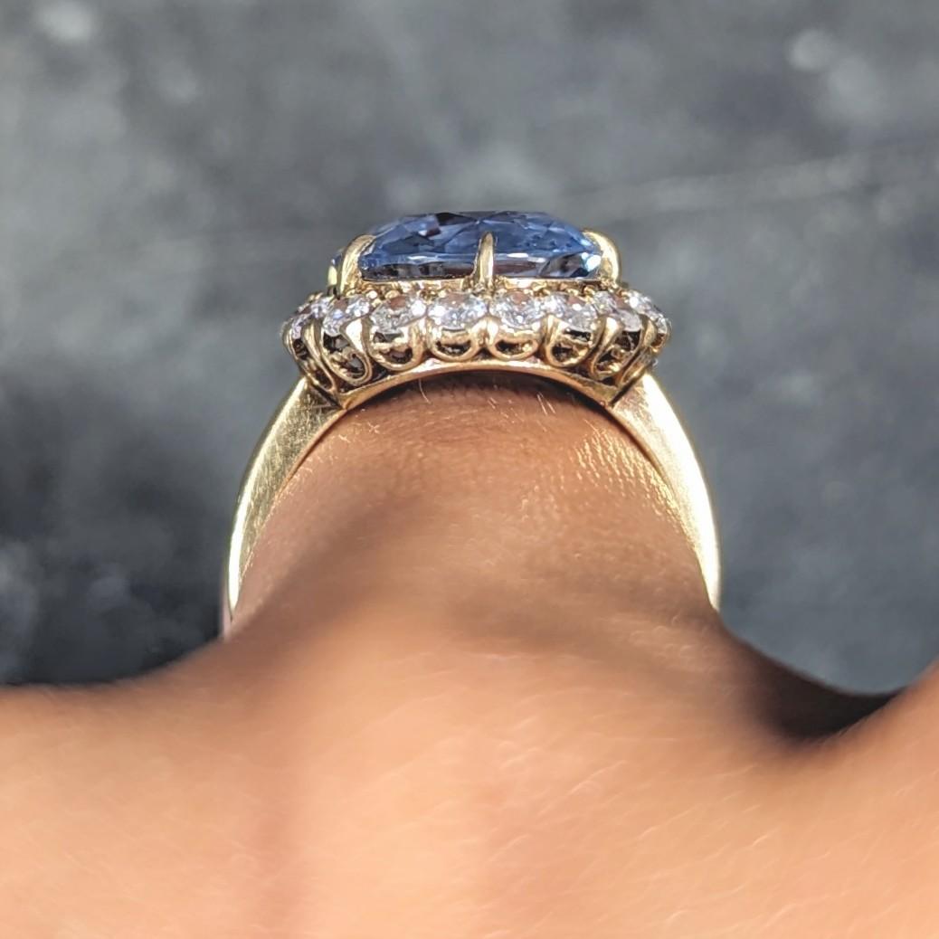 Jabel Mid-Century 6.99 CTW No Heat Sapphire Diamond 14 Karat Ring GIA 10