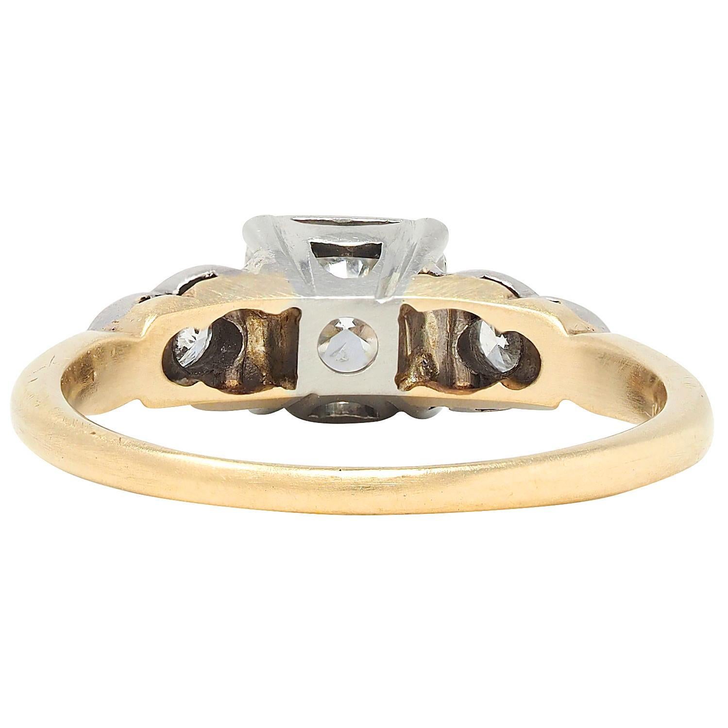 Anillo de compromiso Jabel Retro Diamante Oro Amarillo 14K Vintage Escalonado en Excelente estado para la venta en Philadelphia, PA