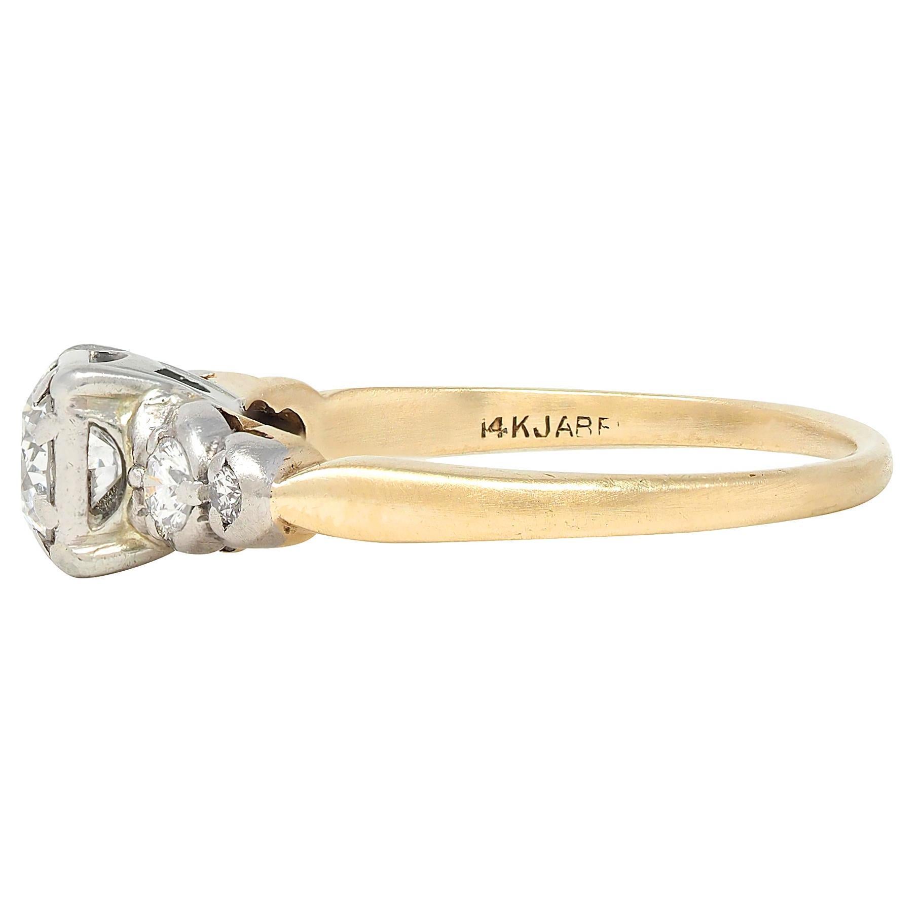 De las mujeres Anillo de compromiso Jabel Retro Diamante Oro Amarillo 14K Vintage Escalonado en venta