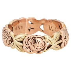 Jabel Roses 
Leaves Ring Sz 5 Wedding Band 14k Rose Gold Vintage Fine Jewelry