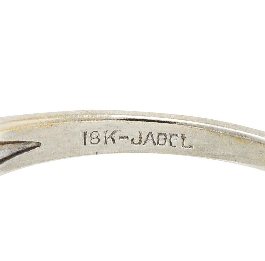 Jabel Single Cut Diamond 18 Karat White Gold Band Ring 2