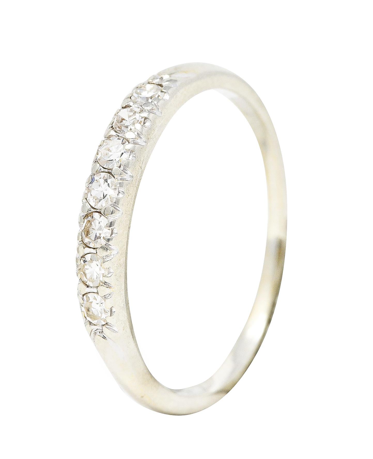 Jabel Single Cut Diamond 18 Karat White Gold Band Ring 4