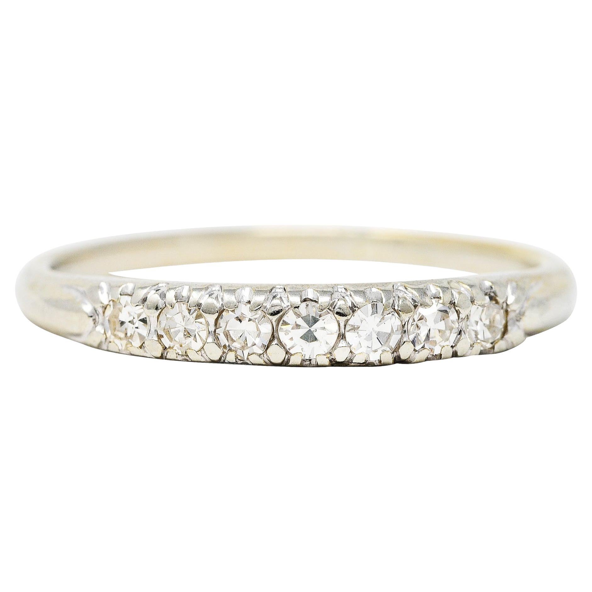 Jabel Single Cut Diamond 18 Karat White Gold Band Ring