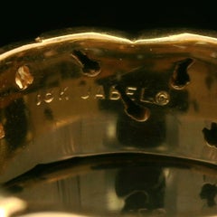 Jabel Solid 18k Yellow Gold 6.9mm Wide Floral Detailed Eternity Band Ring sz 5.5