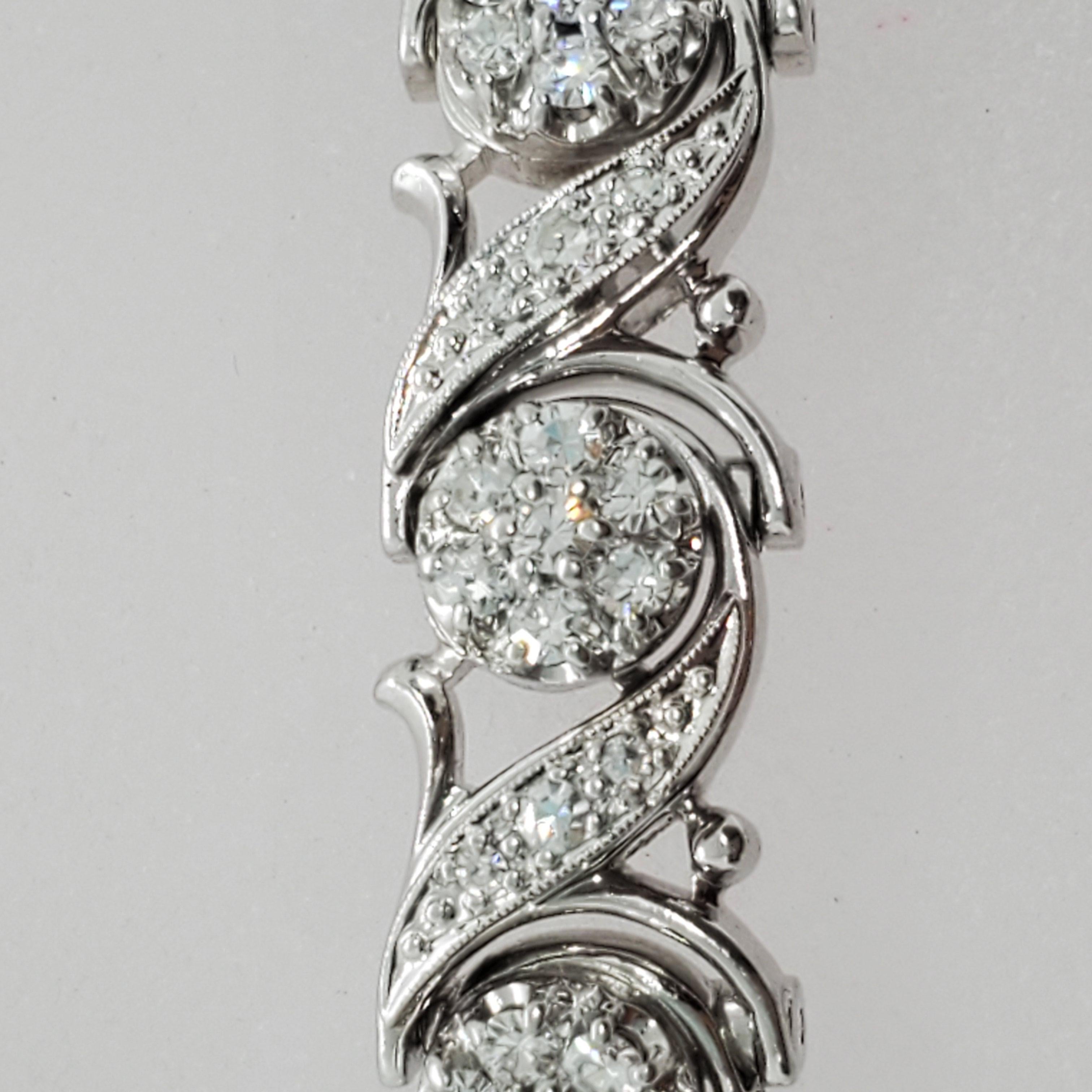 Women's or Men's Jabel White Diamond Bracelet in 18 Karat White Gold
