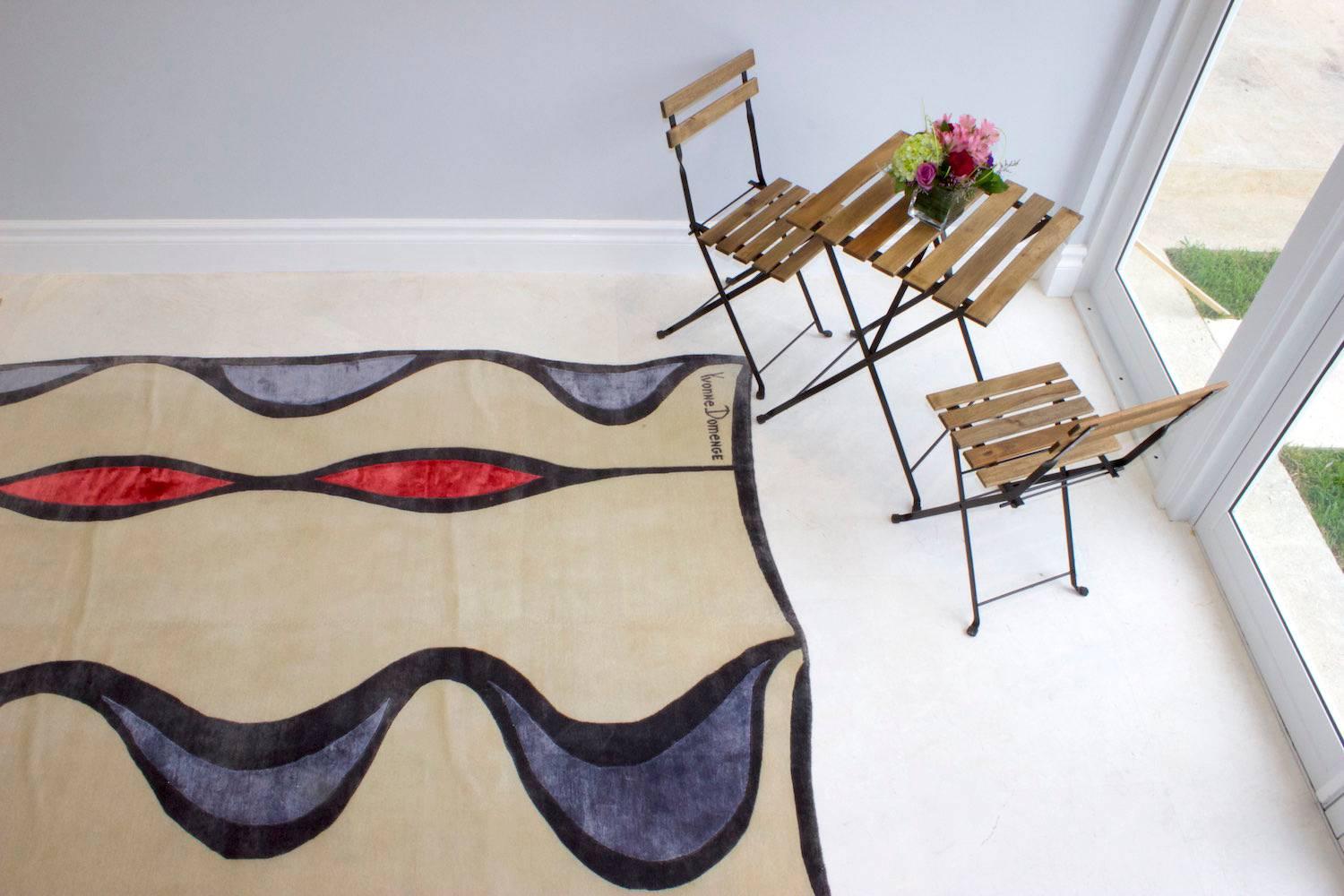 Postmoderne Tapis en laine et soie 