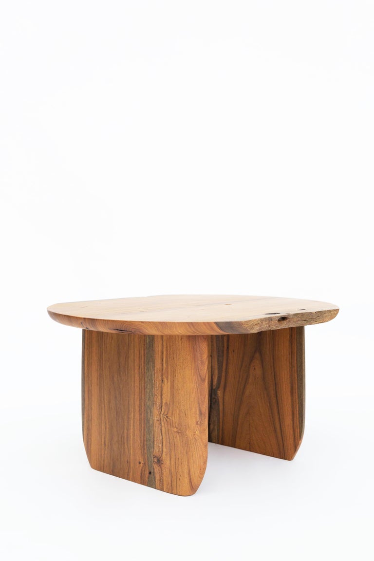 Organic Modern Coffee Table in Jabin Tropical Solid Wood For Sale at