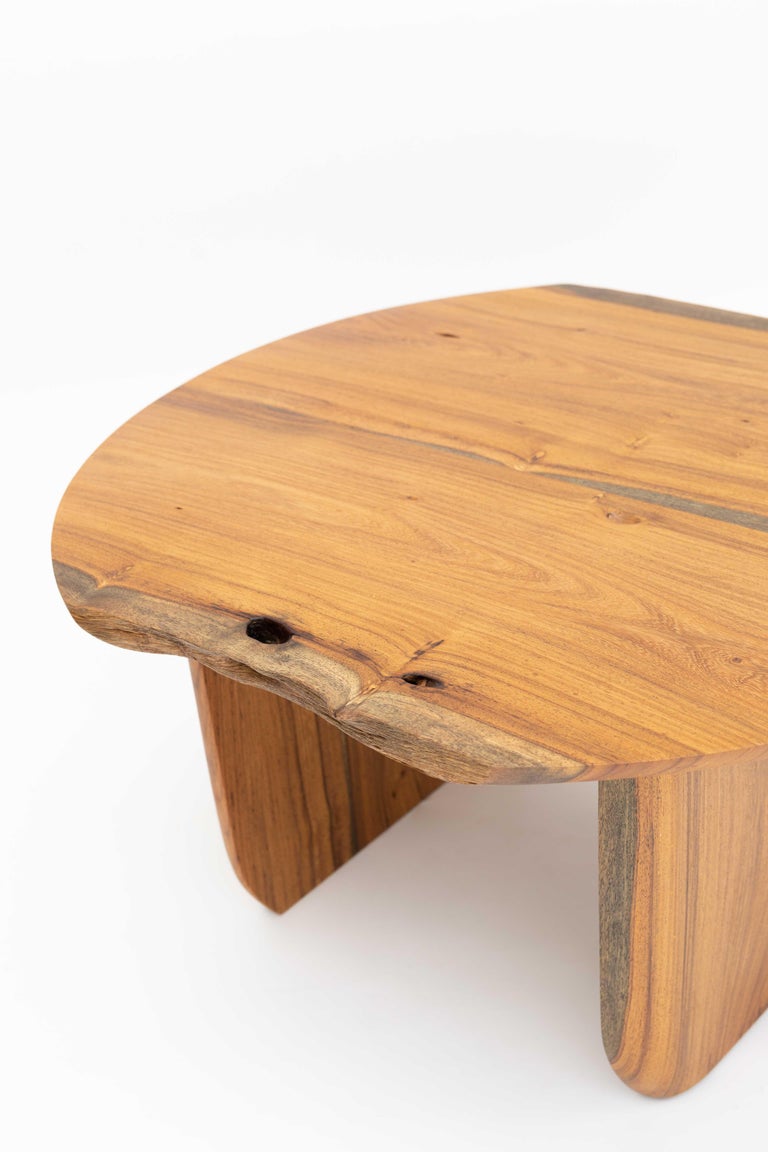 Organic Modern Coffee Table in Jabin Tropical Solid Wood For Sale at