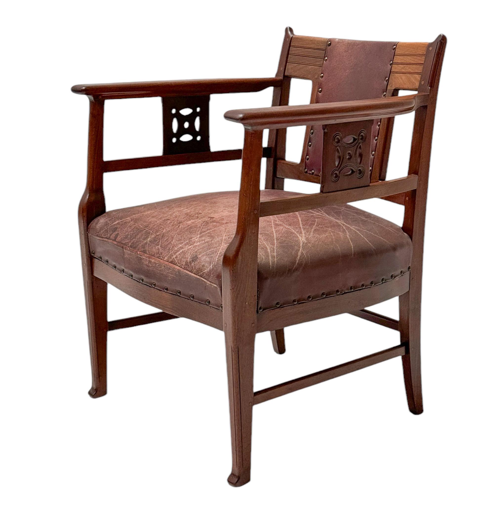 Olandese Jac van den Bosch Sedia Club Arts & Crafts per 't Binnenhuis Amsterdam, 1900 in vendita