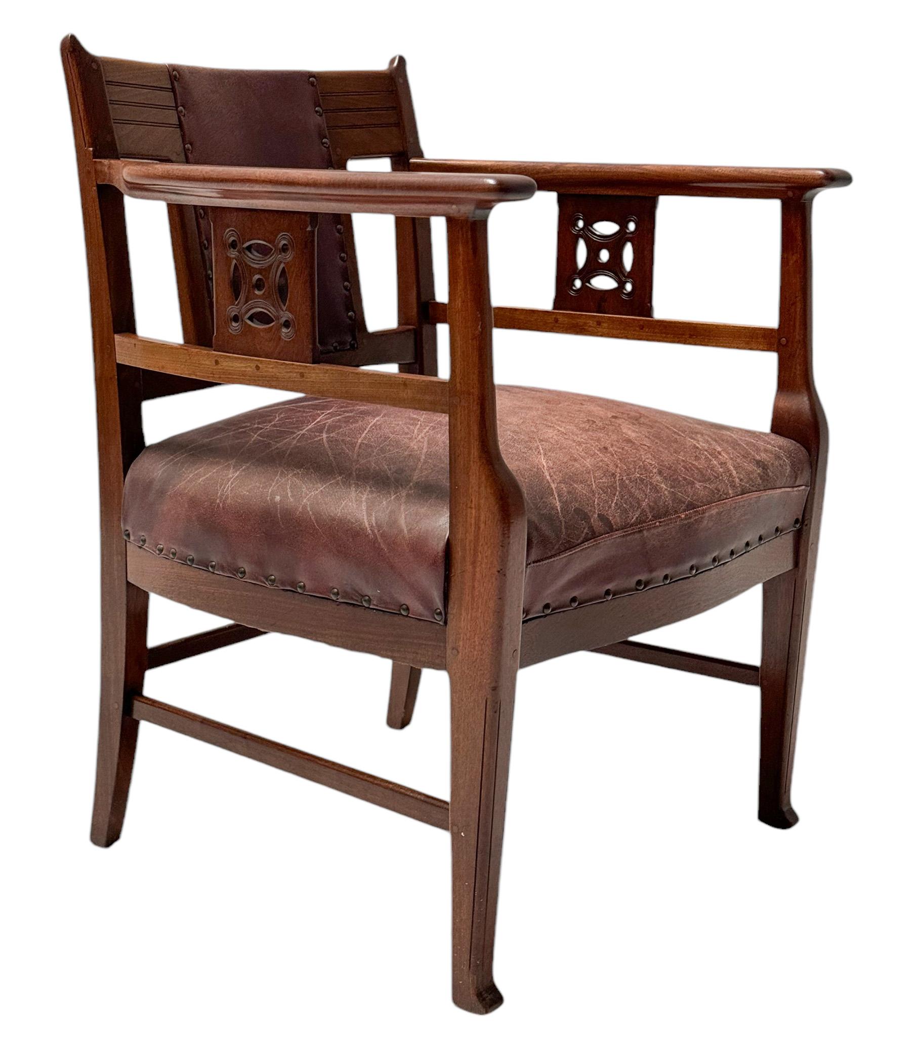 Inizio XX secolo Jac van den Bosch Sedia Club Arts & Crafts per 't Binnenhuis Amsterdam, 1900 in vendita