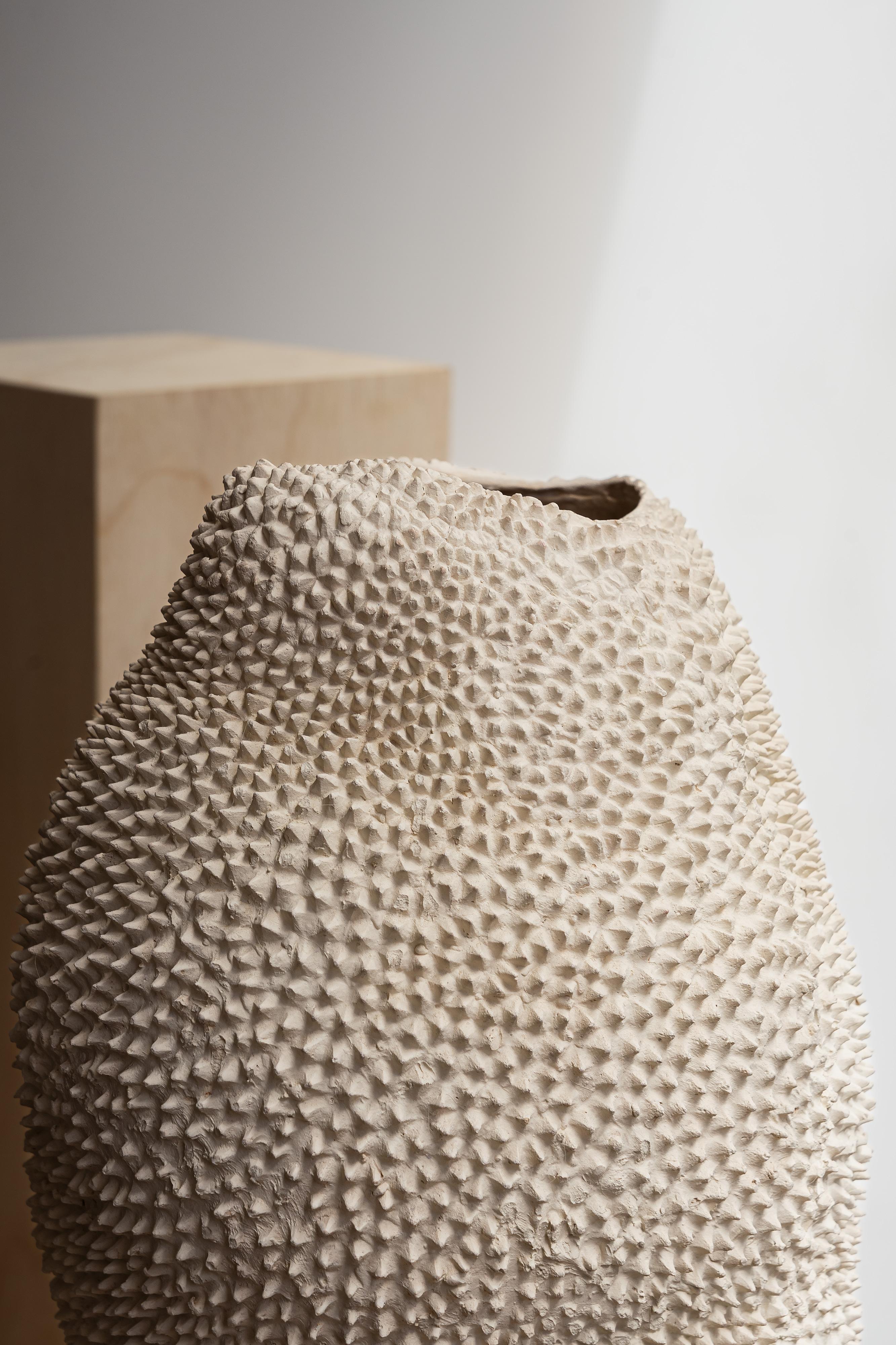 Brazilian Jaca Vase No. 17 in Offwhite Organic Textured Ceramic by Hanna Englund For Sale