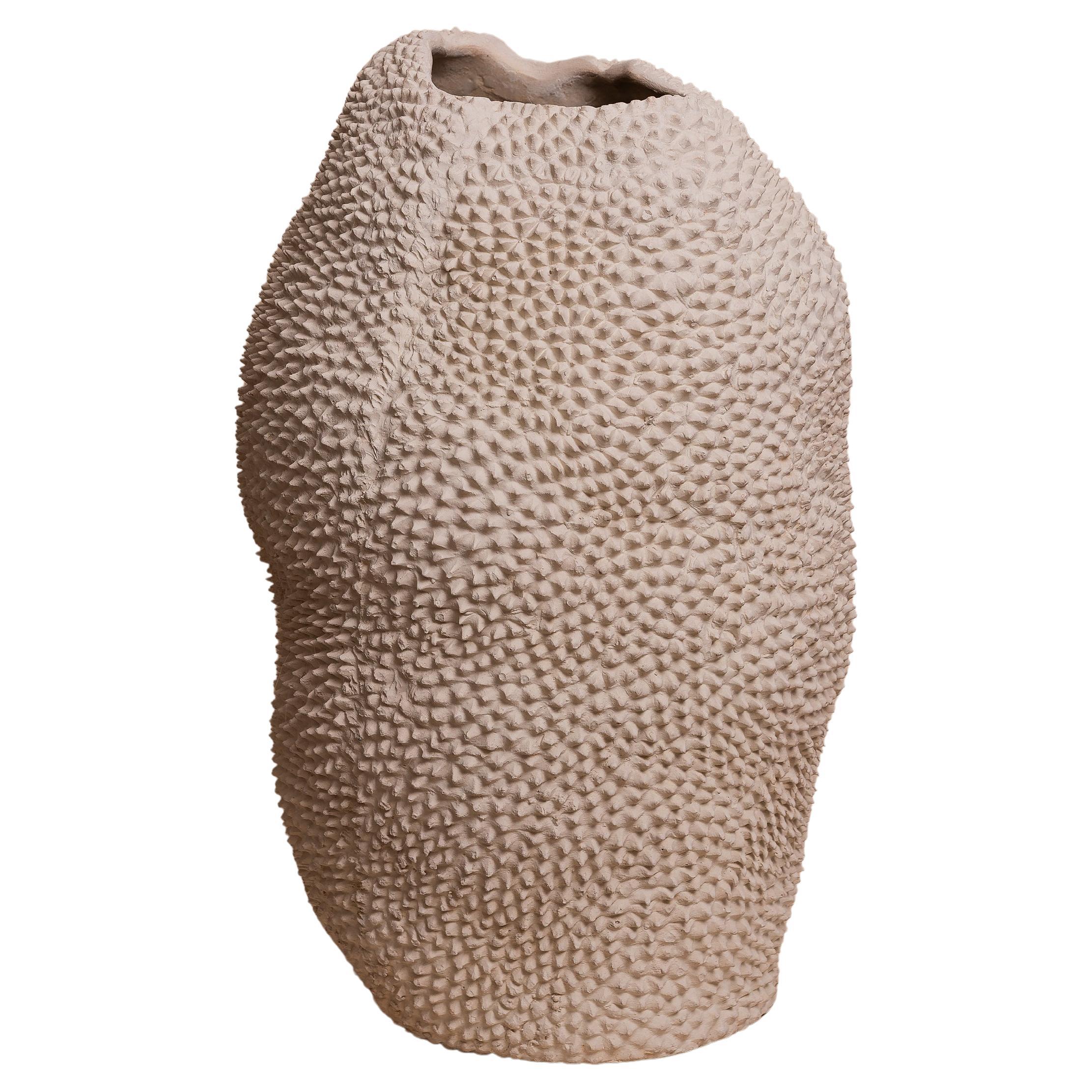 Jaca Vase No. 17 in Offwhite Organic Textured Ceramic by Hanna Englund For Sale