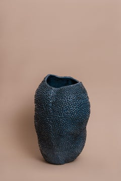 Jaca Vase No. 17 in Petrol Blue Organic Textured Ceramic by Hanna Englund