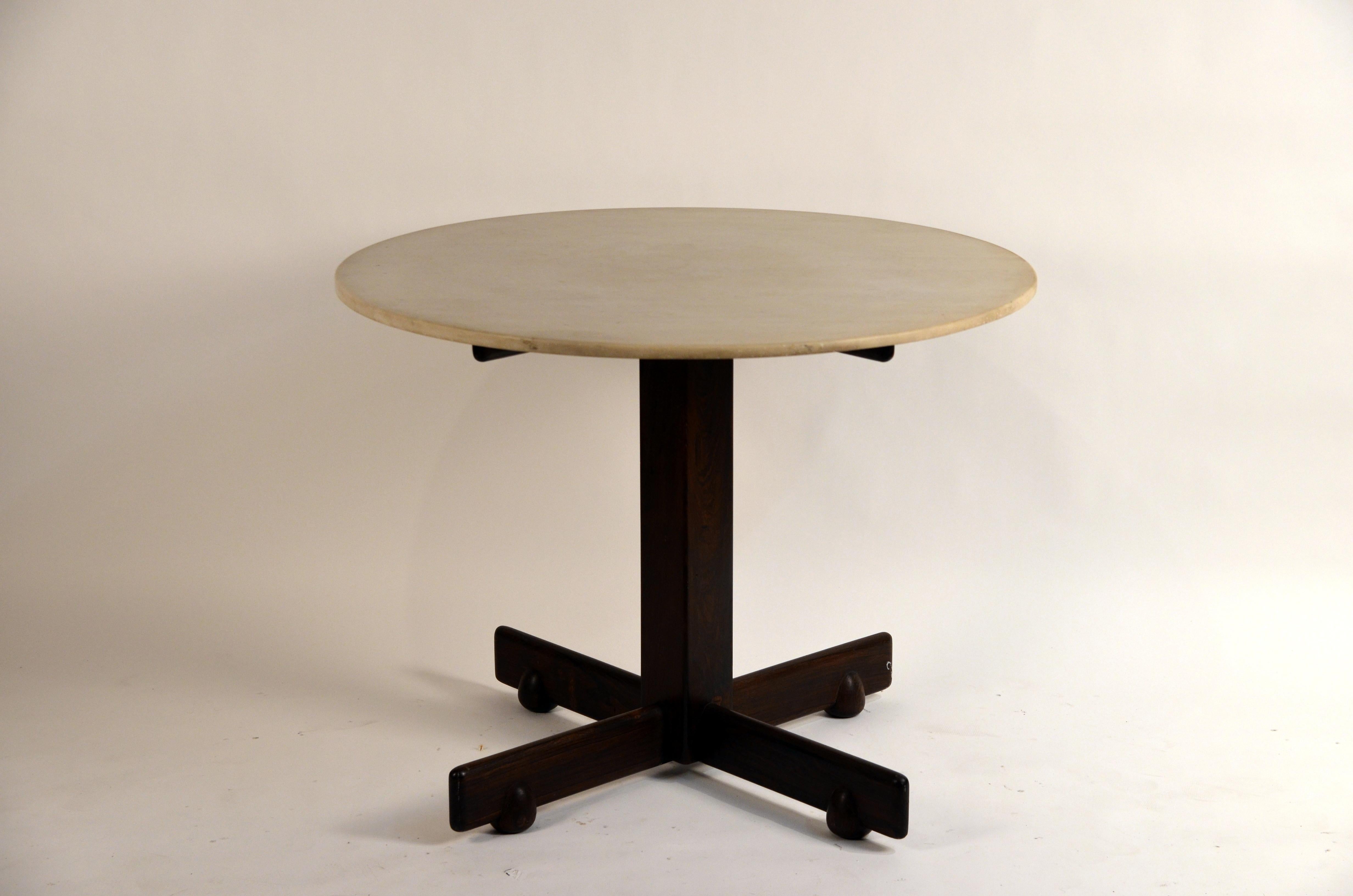 Jacaranda and marble 'Alex' breakfast or game table. Incredible piece. All original. The perfect center table too.


