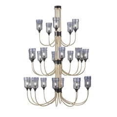Jacaranda Grey Brass Three-Tier Chandelier