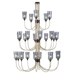 Jacaranda Grey Brass Three-Tier Chandelier