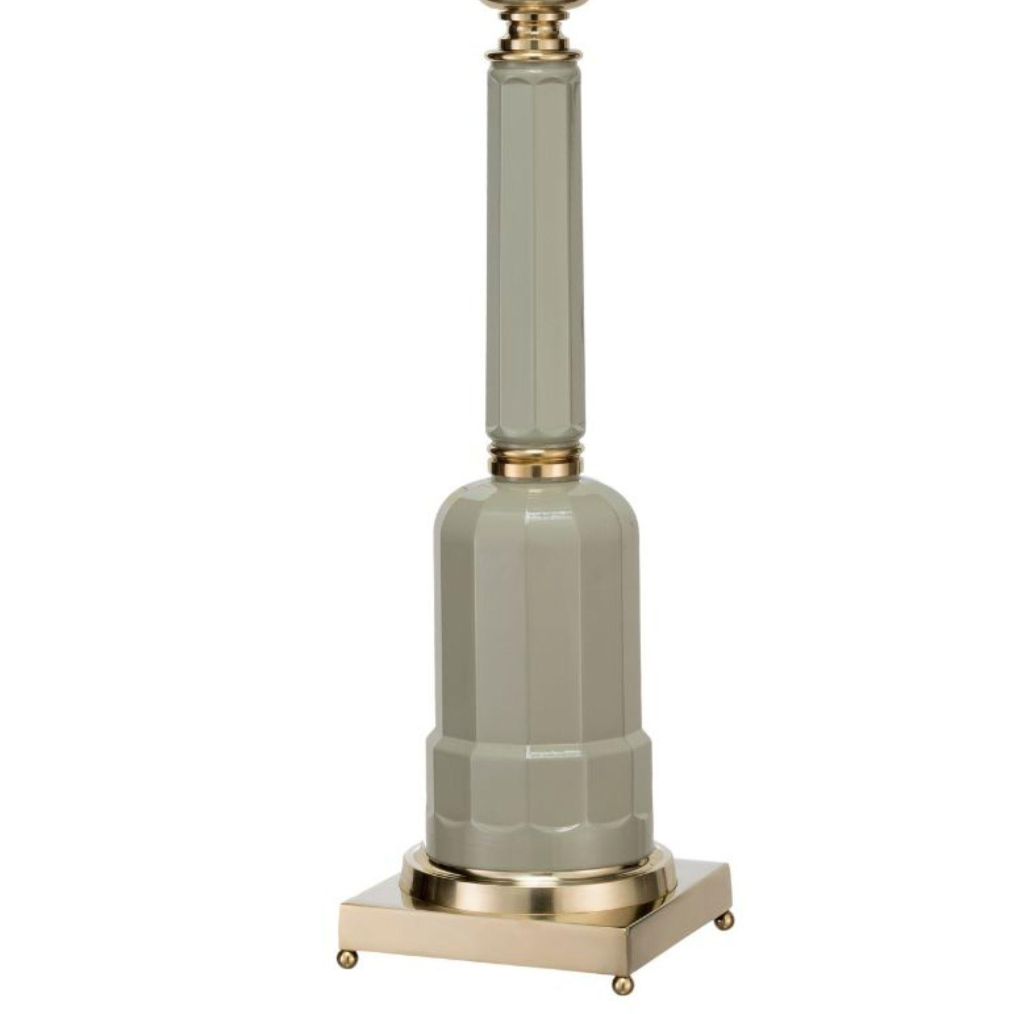 Brass Jacaranda Pebble Grey Table Lamp For Sale