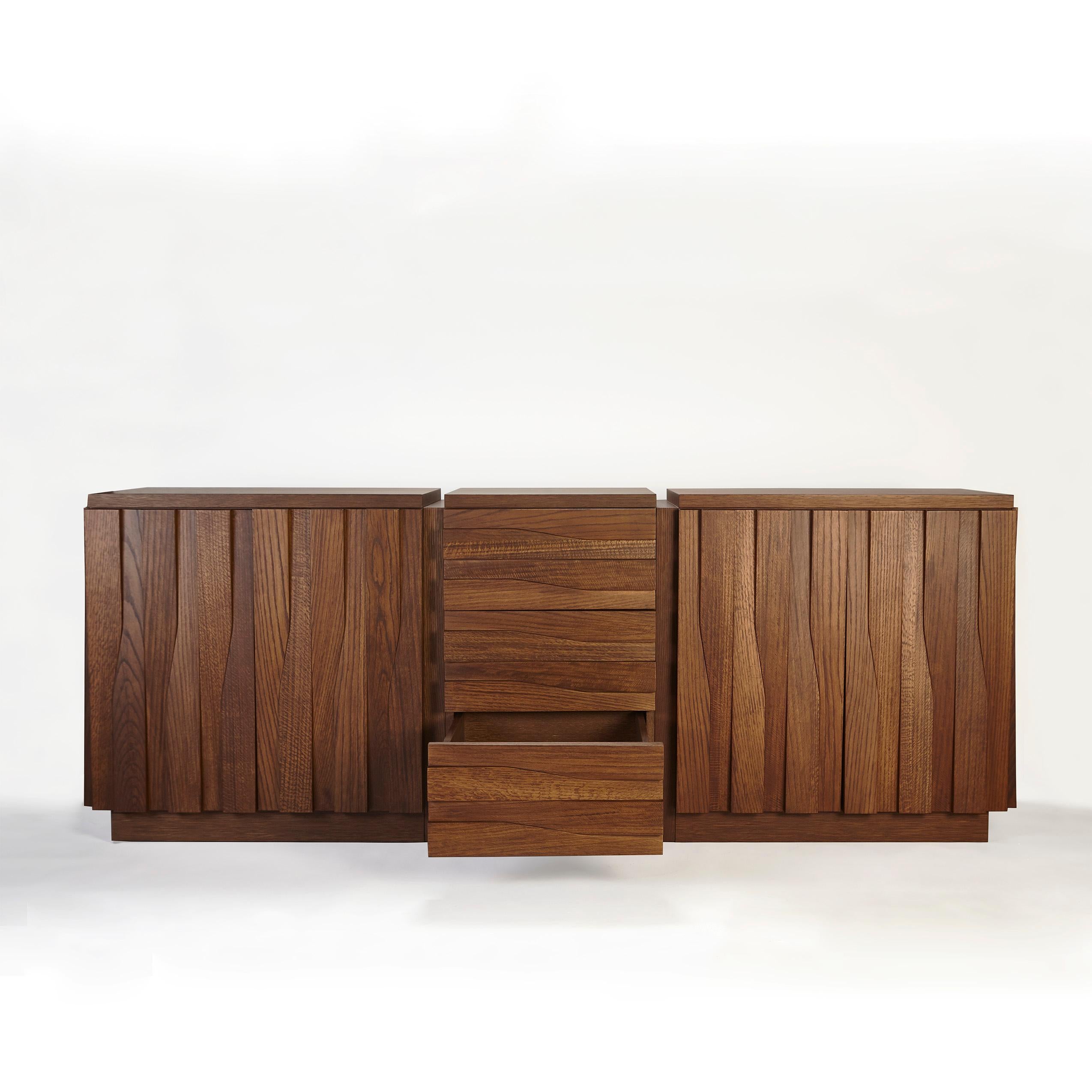 Jacaranda Sideboard, in Stained Oak Wood, Handcrafted in Portugal by Duistt In New Condition For Sale In Leça da Palmeira, PT