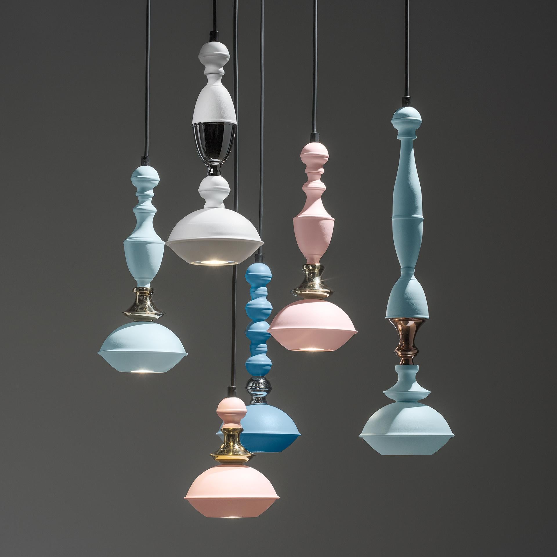 When French interior designer Florence Deau featured Jacco Maris’ new Benben pendant on her blog FLODEAU, she copped to having an “absolute crush on the finishes, the graceful forms and the beautiful pastel tones.” Maris says of his design, which he
