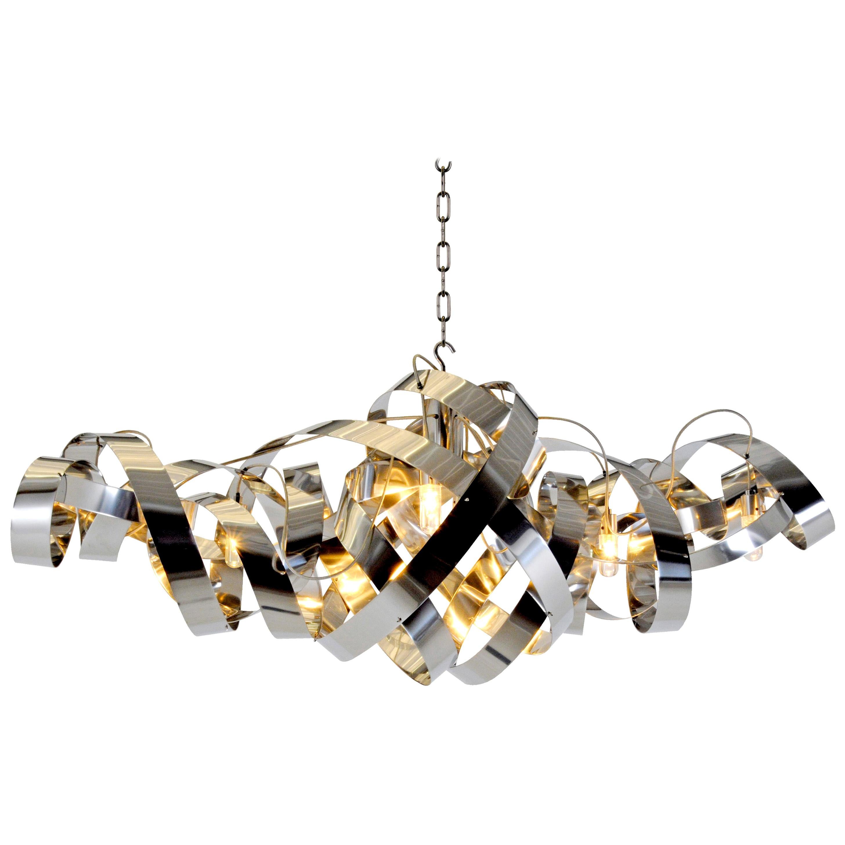 For Sale: Silver (Stainless Steel) Jacco Maris LED Montone Oval Eight-Light Pendant