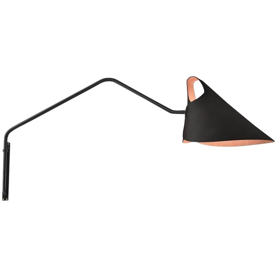Jacco Maris Mrs. Q Wall Lamp in Coated Steel Body with Black Shade For Sale