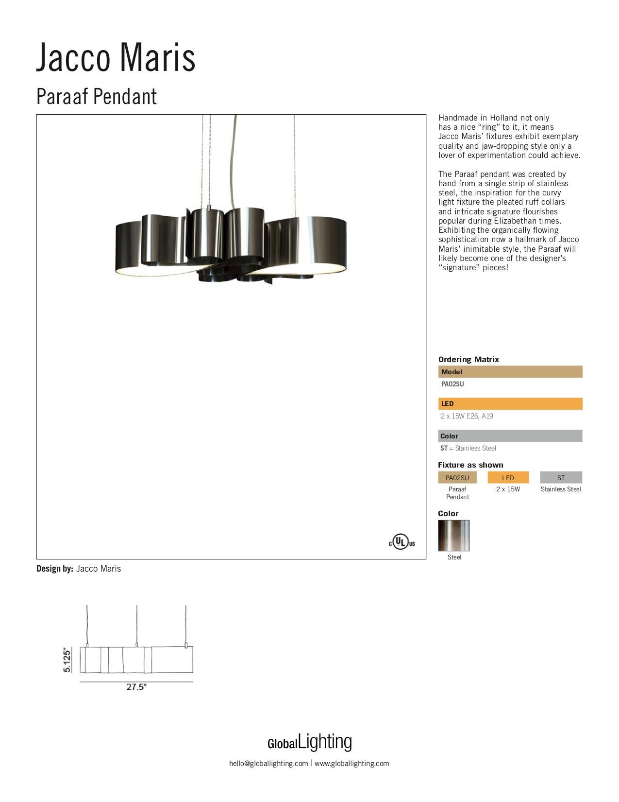 Contemporary Jacco Maris Paraaf Pendant in Stainless Steel For Sale