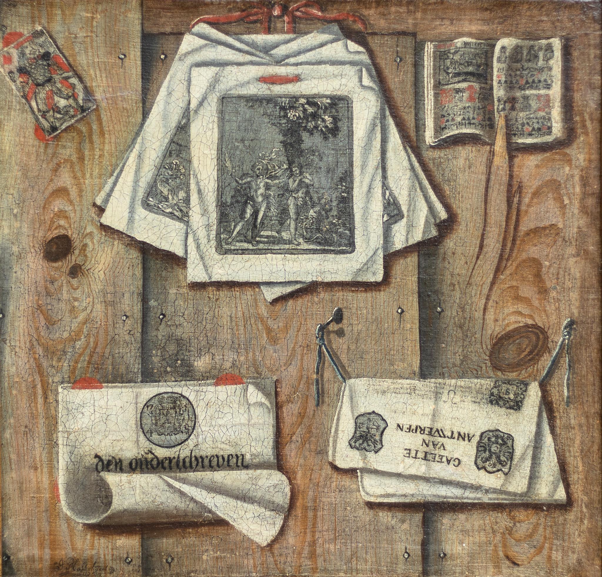 Jaccobus Plasschaert - A Trompe l'oeil of Documents and Printed Items For  Sale at 1stDibs